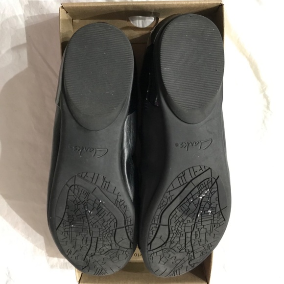 Clarks Leather Rena Jazz Flat Shoes Black Women's Size 8.5 W Contour Cushion - Picture 5 of 9